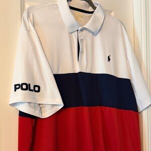 Polo Performance Colorblock Men’s Shirt in Red, White, and Blue